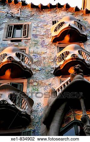 Casa Batllo (1904-1906) by Gaudi, Barcelona. Catalonia, Spain View Large Photo Image Stock Image - Casa Batllo (1904-1906) by Gaudi, Barcelona. Catalonia, Spain. Fotosearch