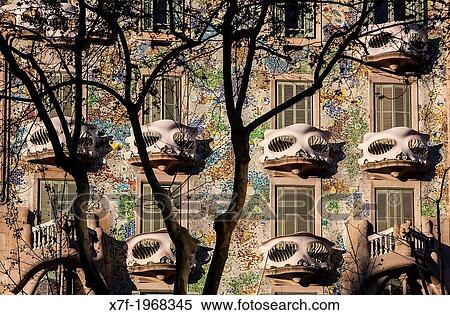 Casa Batllo (Batllo House) by Antonio Gaudi, Barcelona, Spain. View Large Photo Image Stock Photography - Casa Batllo (Batllo House) by Antonio Gaudi, Barcelona, Spain.. Fotosearch