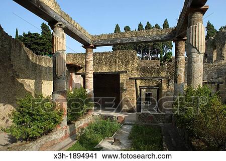Casa dell? Atrio Corinzio, House of the Corinthian Atrium, archeological site of Herculaneum, Pompeii, province of Naples, Campania region, southern Italy, Europe View Large Photo Image Stock Image - Casa dell? Atrio Corinzio, House of the Corinthian Atrium, archeological site of Herculaneum, Pompeii, province of Naples, Campania region, southern Italy, Europe. Fotosearch