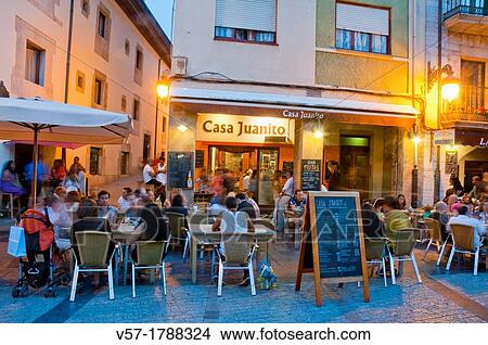 Casa Juanito, typical restaurant, night view. Ribadesella, Asturias province, Spain. View Large Photo Image Picture - Casa Juanito, typical restaurant, night view. Ribadesella, Asturias province, Spain.. Fotosearch