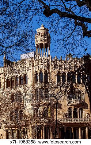 Casa Lleo Morera, by Domenech i Montaner, passeig de Gracia 35, Barcelona, Spain. View Large Photo Image Stock Photo - Casa Lleo Morera, by Domenech i Montaner, passeig de Gracia 35, Barcelona, Spain.. Fotosearch