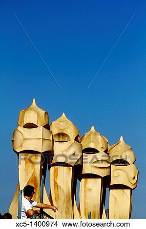 Casa Mila, La Pedrera, Barcelona, Catalonia, Spain View Large Photo Image Picture - Casa Mila, La Pedrera, Barcelona, Catalonia, Spain. Fotosearch