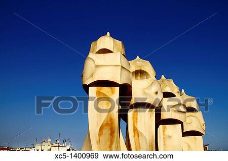 Casa Mila, La Pedrera, Barcelona, Catalonia, Spain View Large Photo Image Stock Photo - Casa Mila, La Pedrera, Barcelona, Catalonia, Spain. Fotosearch