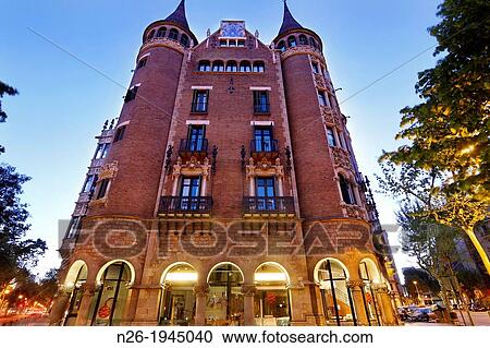 Stock Image - Casa Terrades or de les Punxes, by Josep Puig i Cadafalch. 1910. Barcelona.. Fotosearch