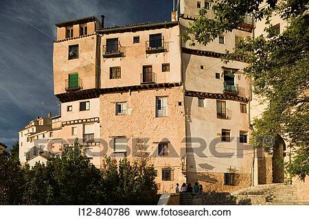 Stock Photograph - Casas t? picas en la Bajada de San Miguel Cuernca, Castilla la Mancha, Spain. Fotosearch