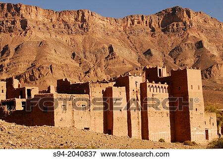 Casbah in Pays Mezguita, Draa valley, Morocco. View Large Photo Image Stock Photo - Casbah in Pays Mezguita, Draa valley, Morocco.. Fotosearch