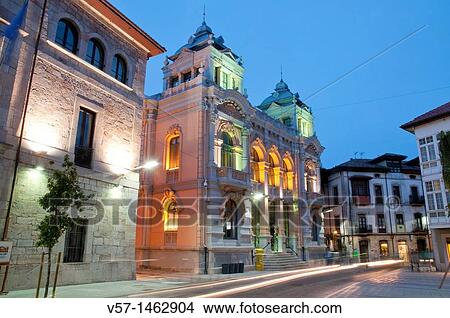 Casino, night view. Llanes, Asturias province, Spain. View Large Photo Image Picture - Casino, night view. Llanes, Asturias province, Spain.. Fotosearch