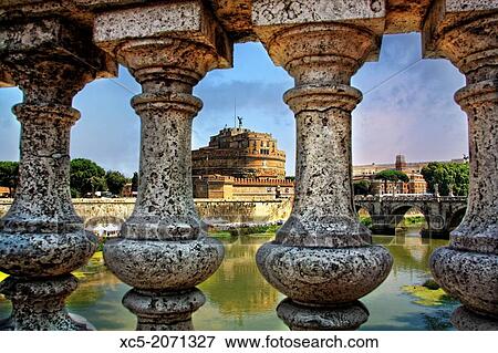 Castel Sant Angelo from Ponte Vittorio Emanuele II bridge View Large Photo Image Stock Photo - Castel Sant Angelo from Ponte Vittorio Emanuele II bridge. Fotosearch