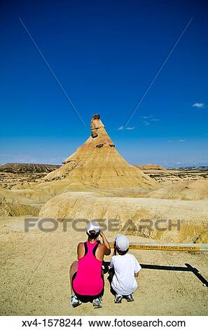 Picture - Castelditierra rock formation Bardenas Reales Nature Park Navarre Spain. Fotosearch
