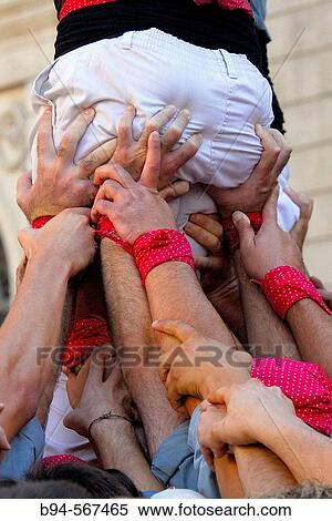 ? Castellers?. Merc? Festival. Barcelona. Spain. View Large Photo Image Stock Photography - ? Castellers?. Merc? Festival. Barcelona. Spain.. Fotosearch
