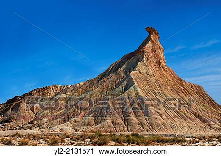 Castildeterra rock formation in the Bardena Blanca area of the Bardenas Riales Natural Park, Navarre, Spain. View Large Photo Image Stock Image - Castildeterra rock formation in the Bardena Blanca area of the Bardenas Riales Natural Park, Navarre, Spain.. Fotosearch