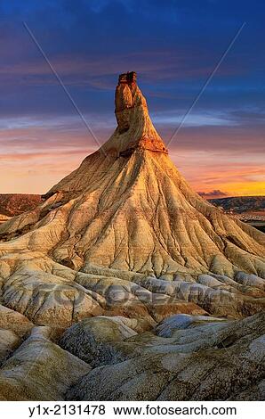Castildeterra rock formation in the Bardena Blanca area of the Bardenas Riales Natural Park, Navarre, Spain. View Large Photo Image Stock Photo - Castildeterra rock formation in the Bardena Blanca area of the Bardenas Riales Natural Park, Navarre, Spain.. Fotosearch