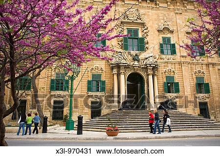Castille and Leon Auberge, now the office of the Prime Minister Valletta, Malta View Large Photo Image Stock Image - Castille and Leon Auberge, now the office of the Prime Minister Valletta, Malta. Fotosearch