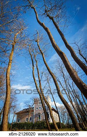 Stock Image - Castle and forest. Castillo Bosque de la Zoreda Hotel. Oviedo, Asturias, Spain. Europe.. Fotosearch