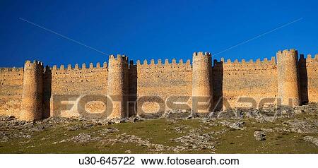 Stock Image - Castle, Berlanga de Duero. Soria province, Castilla-Le? n, Spain. Fotosearch