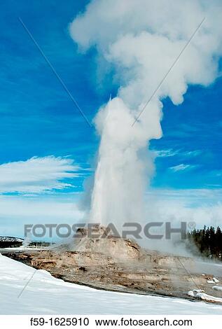 Castle Geyser Erupting, Yellowstone NP, WY View Large Photo Image Stock Image - Castle Geyser Erupting, Yellowstone NP, WY. Fotosearch