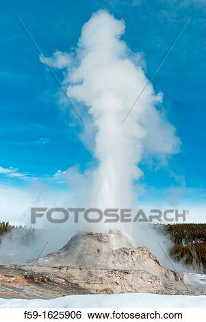 Castle Geyser Erupting, Yellowstone NP, WY View Large Photo Image Stock Photograph - Castle Geyser Erupting, Yellowstone NP, WY. Fotosearch