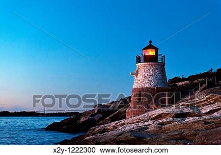 Stock Image - Castle Hill lighthouse, Newport, RI, Rhode Island, USA. Fotosearch