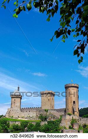 Castle of Foix (Chateau de Foix). Cathar country. Ariege, Midi Pyr? n? es, France. View Large Photo Image Stock Photograph - Castle of Foix (Chateau de Foix). Cathar country. Ariege, Midi Pyr? n? es, France.. Fotosearch