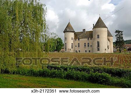Stock Image - Castle of Savigny-les-Beaune, Cote-d Or department, Burgundy region, France, Europe.. Fotosearch