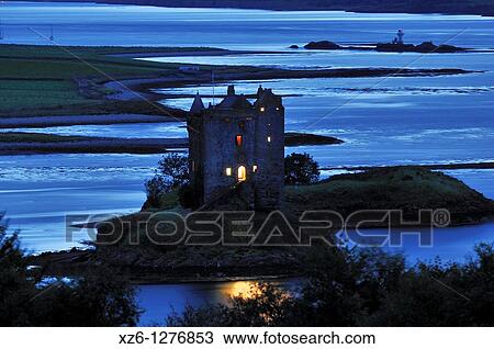 Castle Stalker is a large stone 15th century tower house, Loch Laich, Portnacroish, Highlands, Scotland, United Kingdom, Europe View Large Photo Image Stock Image - Castle Stalker is a large stone 15th century tower house, Loch Laich, Portnacroish, Highlands, Scotland, United Kingdom, Europe. Fotosearch