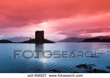 Stock Image - Castle Stalker, near Port Appin, Scotland, UK. Fotosearch