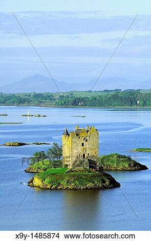 Castle Stalker on Loch Linnhe with Lismore Island behind in middle distance Summer Strathclyde Region, west Scotland, UK View Large Photo Image Picture - Castle Stalker on Loch Linnhe with Lismore Island behind in middle distance Summer Strathclyde Region, west Scotland, UK. Fotosearch