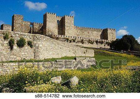 Stock Image - Castle. Village where Conquistador Pizarro was born. Trujillo. Extremadura. Spain.. Fotosearch