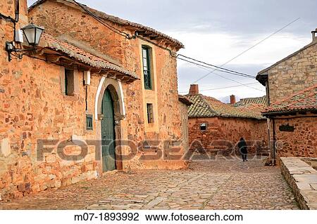 Stock Image - Castrillo de los Polvazares, Leon, Camino de Santiago, Pilgrimage to Santiago, Santaigo Way, Castilla y Leon, Sapain, Europe. Fotosearch