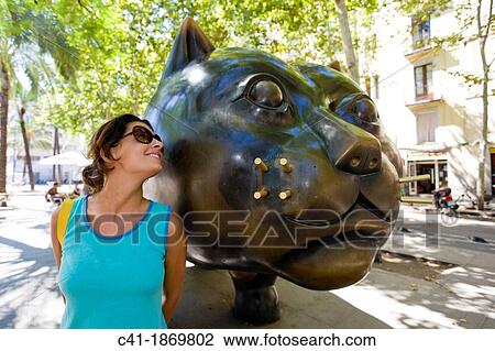 Cat statue at Rambla del Raval Barcelona, Spain View Large Photo Image Stock Image - Cat statue at Rambla del Raval Barcelona, Spain. Fotosearch