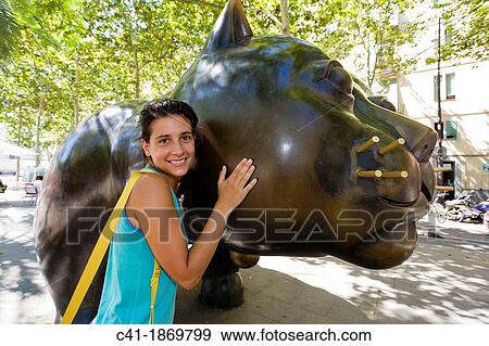 Cat statue at Rambla del Raval Barcelona, Spain View Large Photo Image Stock Photo - Cat statue at Rambla del Raval Barcelona, Spain. Fotosearch