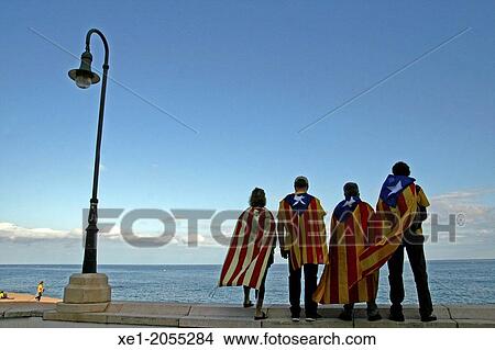 Picture - Catalan flag, Calella, Catalonia, Spain. Fotosearch