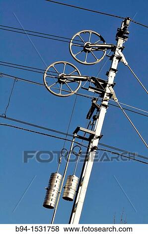 Stock Photo - Catenary detail. Puigcerd?, Cerdanya, Girona province, Catalonia, Spain. Fotosearch
