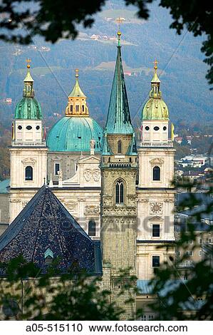Cathedral and Franziskanerkirche at fore, Salzburg. Austria View Large Photo Image Stock Image - Cathedral and Franziskanerkirche at fore, Salzburg. Austria. Fotosearch