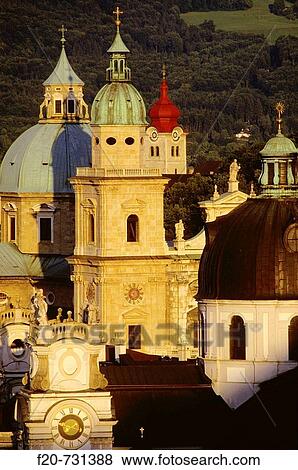 Cathedral and Kollegienkirche domes, Salzburg, Austria View Large Photo Image Stock Photo - Cathedral and Kollegienkirche domes, Salzburg, Austria. Fotosearch