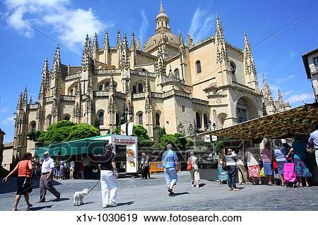 Cathedral and Main Square, Segovia. Castilla-Leon, Spain View Large Photo Image Stock Photo - Cathedral and Main Square, Segovia. Castilla-Leon, Spain. Fotosearch