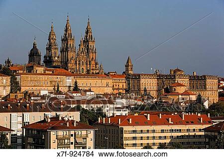 Cathedral and old city Santiago de Compostela Corua province Spain Camino de Santiago View Large Photo Image Picture - Cathedral and old city Santiago de Compostela Corua province Spain Camino de Santiago. Fotosearch