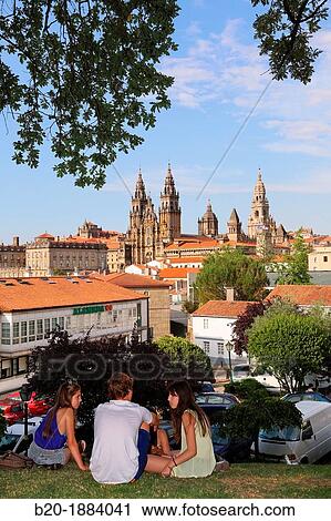 Cathedral from Alameda park, Santiago de Compostela, A Corua province, Galicia, Spain. View Large Photo Image Stock Image - Cathedral from Alameda park, Santiago de Compostela, A Corua province, Galicia, Spain.. Fotosearch