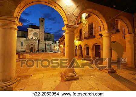 Cathedral, Main Square at Dusk, Sig? enza, Guadalajara province, Castilla-La Mancha, Spain View Large Photo Image Picture - Cathedral, Main Square at Dusk, Sig? enza, Guadalajara province, Castilla-La Mancha, Spain. Fotosearch