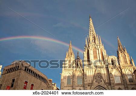 Stock Image - Cathedral of Barcelona, Barcelona, Spain.. Fotosearch