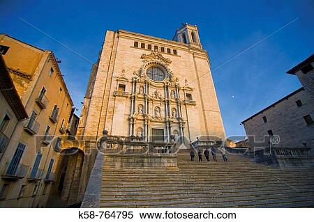 Cathedral of Girona in Catalonia, Spain View Large Photo Image Stock Photography - Cathedral of Girona in Catalonia, Spain. Fotosearch