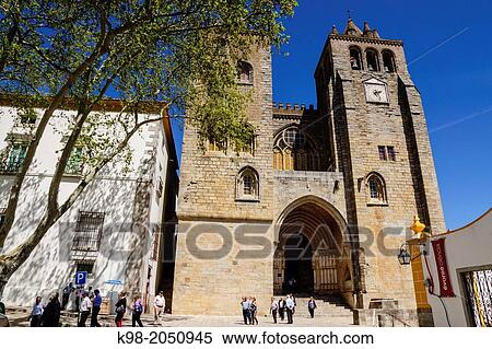 Stock Photography - Cathedral of Nossa Senhora da Assun? ao (13th century), Evora, Alentejo, Portugal. Fotosearch