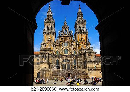 Stock Image - Cathedral of Santiago de Compostela, Way of St James, La Corua province, Galicia, Spain. Fotosearch