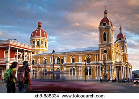 Picture - Cathedral, Parque Colon (aka Central Park), Granada, Nicaragua. Fotosearch