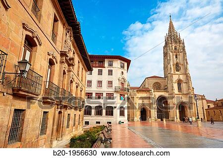 Cathedral, Plaza Alfonso II El Casto, Oviedo, Asturias, Spain. View Large Photo Image Stock Image - Cathedral, Plaza Alfonso II El Casto, Oviedo, Asturias, Spain.. Fotosearch