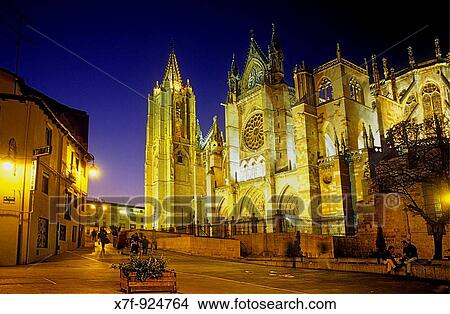 Cathedral side of the cathedral Le? n Spain Camino de Santiago View Large Photo Image Picture - Cathedral side of the cathedral Le? n Spain Camino de Santiago. Fotosearch