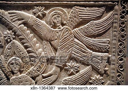 Stock Photo - Cathedral treasury, Longobard marble slab 8th century, Cividale del Friuli, Friuli-Venezia Giulia, Italy. Fotosearch