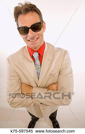 Stock Photography - caucasian male, age 40? s, sunglasses. Fotosearch