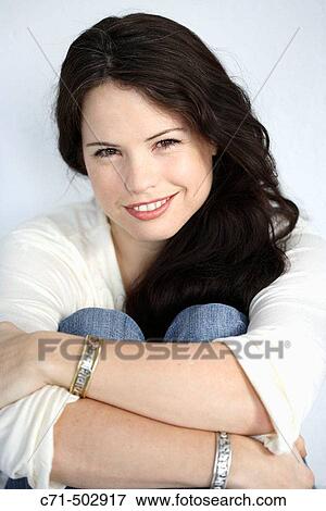 Caucassian woman smiling View Large Photo Image Stock Photo - Caucassian woman smiling. Fotosearch