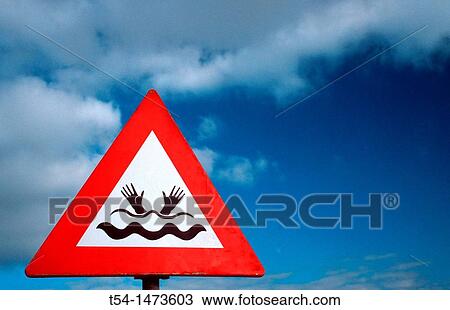 Caution country under water - Warning sign View Large Photo Image Stock Image - Caution country under water - Warning sign. Fotosearch